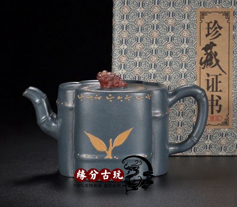 Yixing Purple Sand Pot Country Artificial Pure Total Handmade Raw Mineral Republic Green Clay Bubble Teapot Tea Tea Set With well column jug Jiang Roni-Taobao