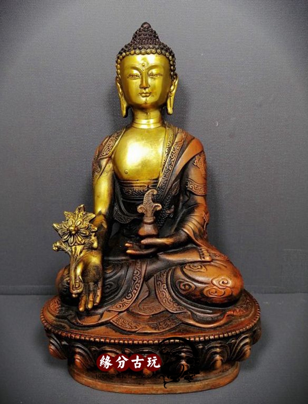 Pure Bronze Current Gold Pharmacist Buddha Statue of Buddha Pendulum Pieces of Three Treasure Buddha's Three Buddhas Home Home Residence Decoration to Worship Buddha-Taobao