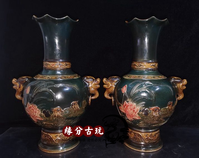 Jingdezhen Qianlong ceramic vase A pair of large number Chinese style home living room TV cabinet Decorative Pendulum porcelain bottle-Taobao