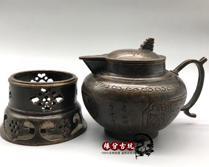 Copper fireplace hot cooking furnace hot water cooking tea film and vision props exquisite iron antique collection