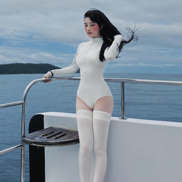 Tailwave surfing turtleneck swimsuit women's long-sleeved trousers professional sun protection UPF50+ one-piece quick-drying diving suit jellyfish suit