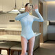 High collar one-piece swimsuit for women UPF50+ long-sleeved sun protection quick-drying conservative professional surfing wetsuit jellyfish suit