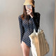 New Korean swimsuits to make you look slim and cover your belly sexy conservative one-piece swimsuit long-sleeved sun protection diving suit sports swimming