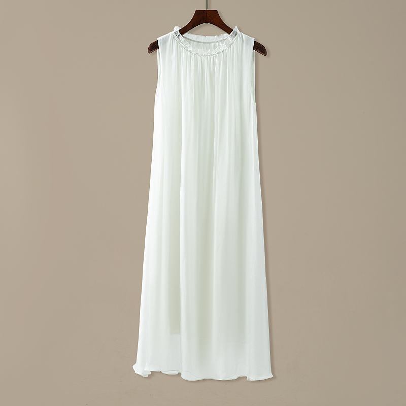 Silk Dress Sleeveless 2026 Summer New White Long Skirt Mulberry Silk Loose Beach Tank Dress