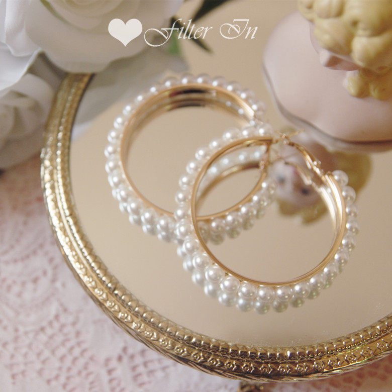 With Filter｜Retro French Girl Vintage Sense Circle Pearl Earrings