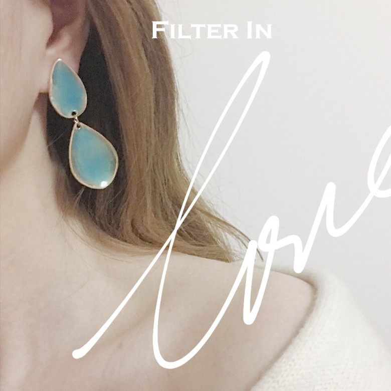 With filter｜Summer cool feeling lake~~~Lake blue drop earrings ear clips color chao beautiful~