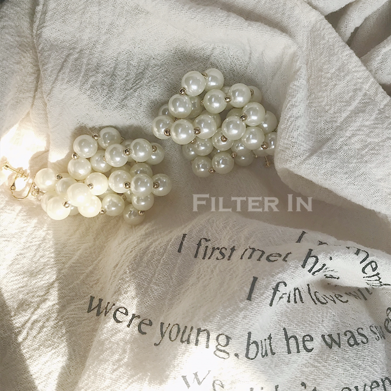 With filter｜Retro Baroque Vintage heavy industry pearl string earrings and ear clips