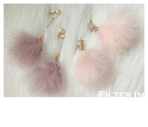 There are filters exaggerated models in autumn and winter Japanese cotton pearl temperament purple gray plush velvet ear clips without ear holes