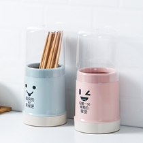Multifunctional with lid draining chopstick cylinder anti-dust draining chopstick cage spoon fork cutlery containing barrel chopstick holder