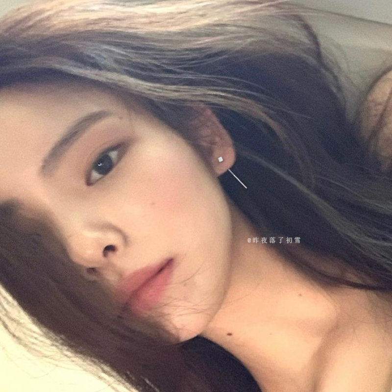 s925 sterling silver ear wire female Korean fashion sweet matte square earring temperament simple and exquisite short earrings earrings