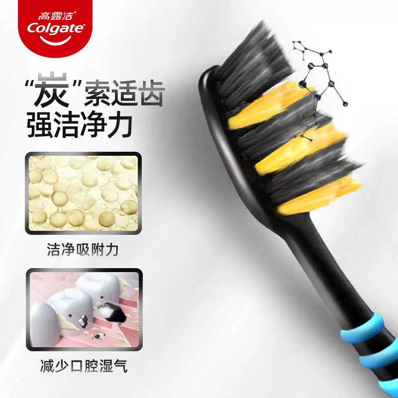 Зубная щетка Colgate с многофункциональным действием и углеродным волокном, мягкая щетина, специальное предложение 4 шт. набор, глубоко очищает бактерии между зубами