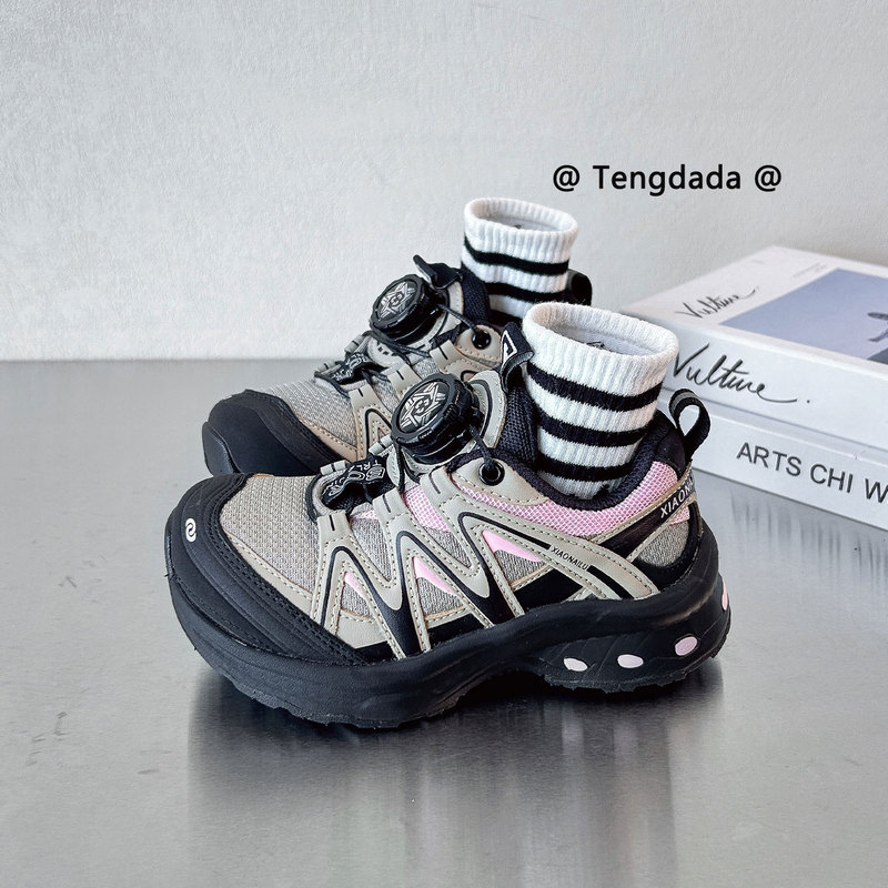Pink Rotating Buckle Sneakers Kidsren's Shoes 2026 New Autumn and Winter Girls' Dad Shoes Boys' Outdoor Hiking Shoes