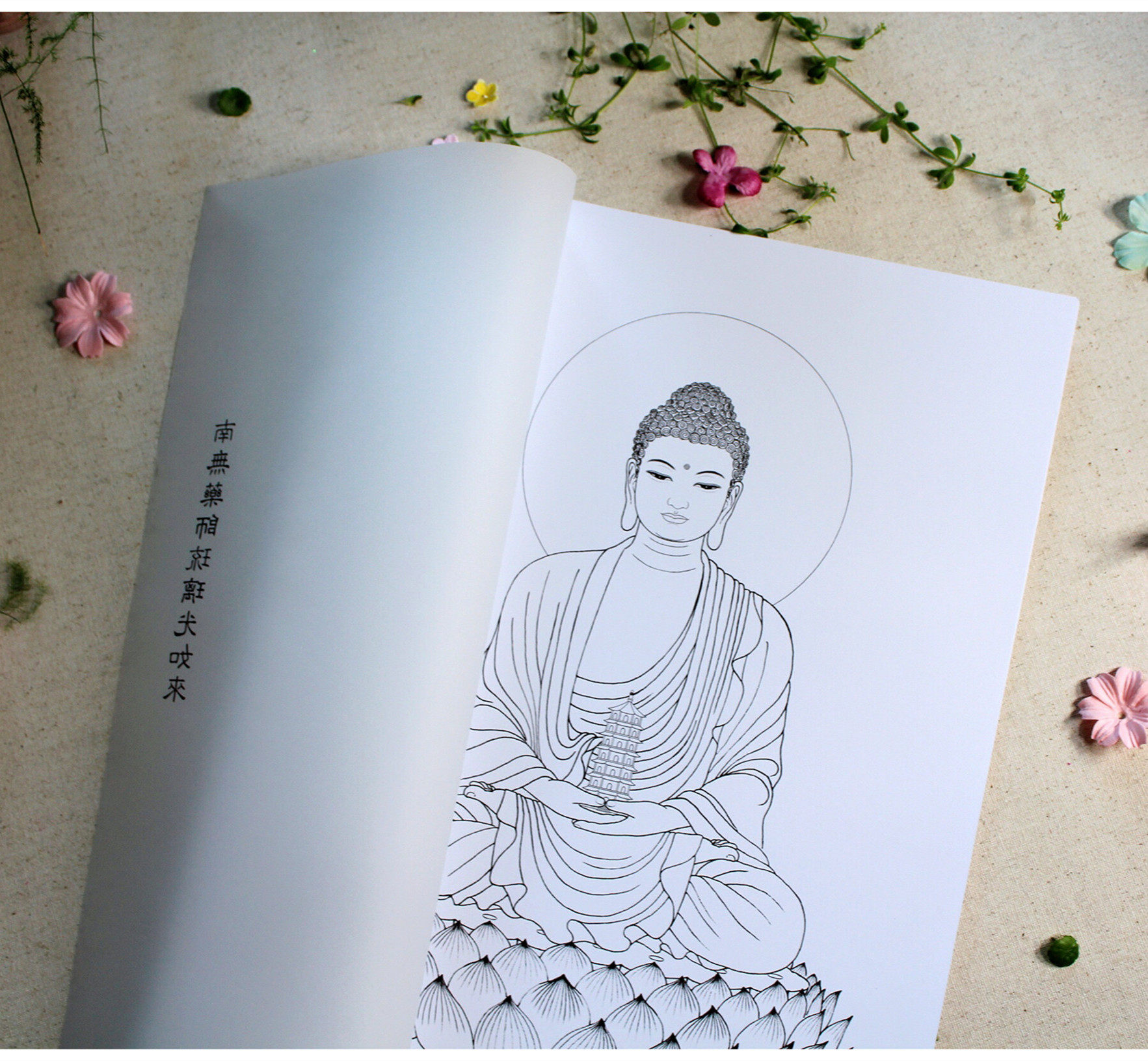 Buddha statue color tracing gold Tibetan King Guanyin line drawing adult decompression hand-painted coloring (Coloring World)