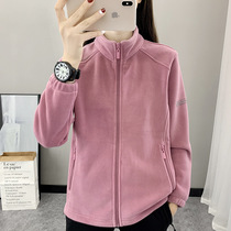 Jackets for men and women outdoor winter fleece jacket warm and thickened hooded stand-up collar cardigan stretchy fleece charging liner