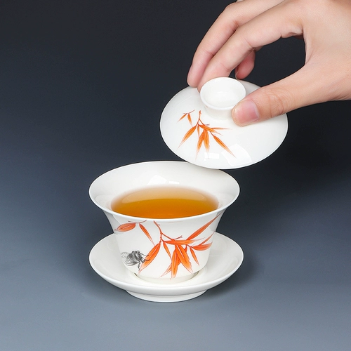 Sheep Fat Jade Kung Fu Tea Set One Amazing, Sancai Bowl Bowl Company Store Store Morep Mogos
