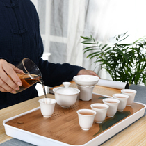 High white porcelain tea set three-year-old Gaiwan LOGO gift custom teacup printing word shop company opening gift