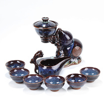 Zisha full semi-automatic tea set Jun kiln creative lazy anti-scalding tea maker set LOGO gift custom gifts