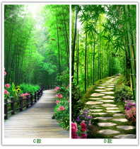 Custom 3d Cubic bamboo scenery Self-adhesive waterproof wall paper Xuan Guan Aisle Hotel Bathroom Wall Sticker Wall Paper Sticker Painting