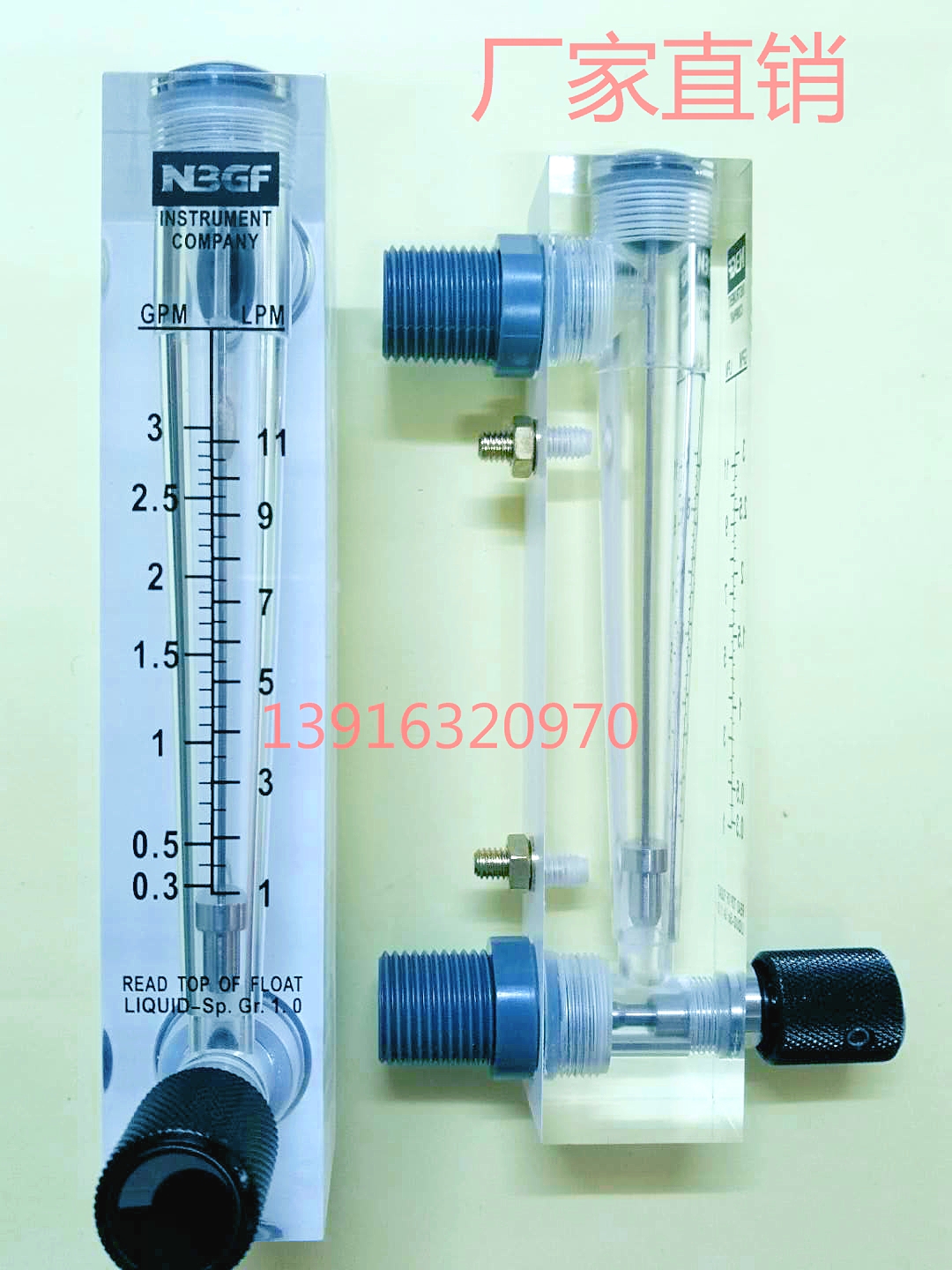 N3GF Panel Adjustable Flowmeter LZT-1005M-V 2-18LPM Water Gas LZT-15T
