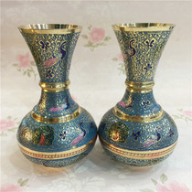 India imported hand-made fine carved painted copper Peacock Vase lovers bottle decoration bottle craft gift home furnishings