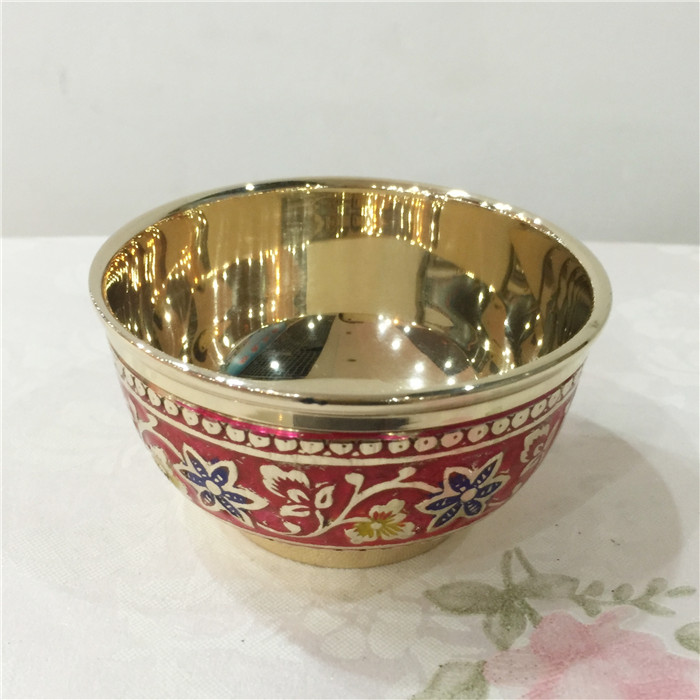 Imported Indian hand carved lacquer color copper tableware Brass bowl Health bowl Home decoration Candy bowl Eating bowl