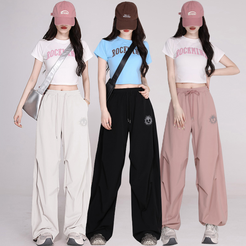 Summer Dopamine Outfit Suit for Women, Thin American Sweet and Spicy Jazz Top, Short Jazz Dance Scimitar Sweatpants