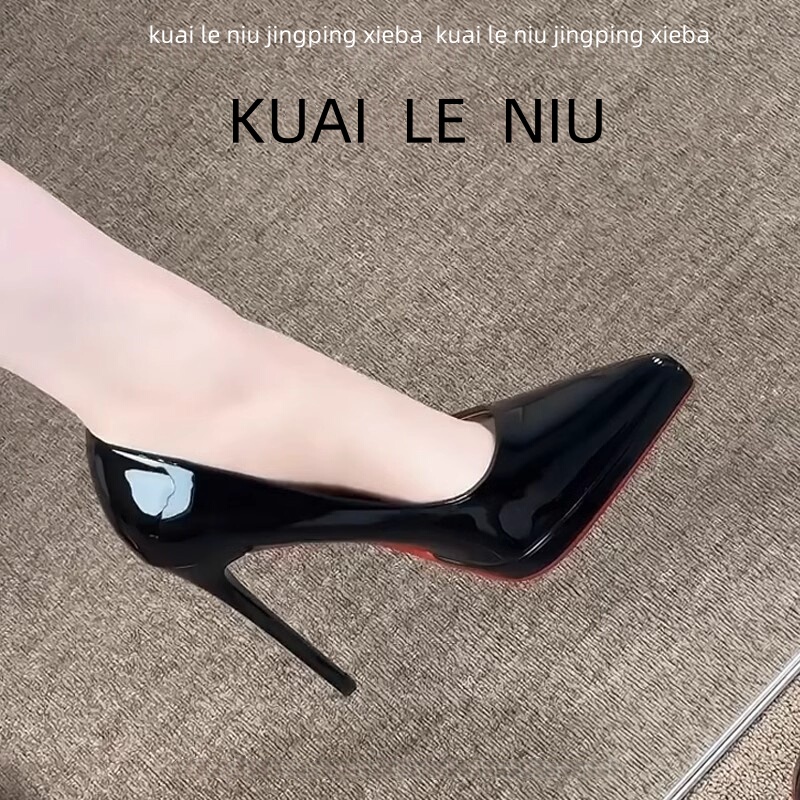 Black Waterproof Platform High Heels 2026 New Spring and Autumn Stiletto Heels, Stunningly Beautiful and Sexy, Pointed Toe Red Sole Single Shoes for Women