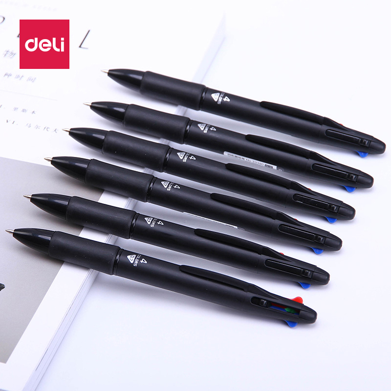 Deli 33390 Four-color Ballpoint Pen Color Business Mark Classification Atomic Oil Pen Student Study Stationery Wholesale