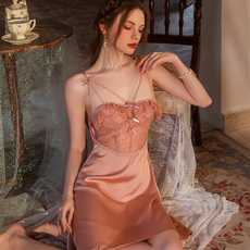 Купальник для пары 品牌折扣店商场专柜撤回清仓外贸剪标性感轻奢睡衣女单裙紫色7080