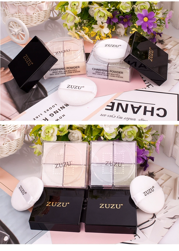 Churui Snow zuzu flagship cửa hàng trang web chính thức bốn màu lỏng lẻo set phấn trang điểm không dễ làm phấn nền trang điểm chống thấm nước lưới vuông vuông mật ong simba các loại phấn phủ kiềm dầu tốt