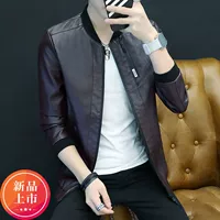 Rượu vang đỏ xanh da đỏ nam Slim phiên bản Hàn Quốc đẹp trai nâu nam size lớn cùng áo khoác nam thanh niên áo dạ nam