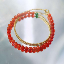 Haunted witch shop 7nows) Red Agate womens bracelet with gold beads double ring bracelet crystal hand string with beads