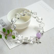 Noisy 7nows) powerful original mine white crystal bracelet with amethyst silver bead bracelet female