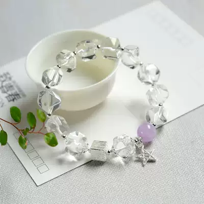 Meet your luck) powerful original mine white crystal hand with amethyst silver bead hand female model