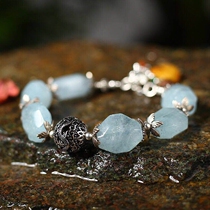 Noisy 7nows) with the shape of the original mine sea blue silver platinum plated beautiful bracelet noisy hand-made hand string