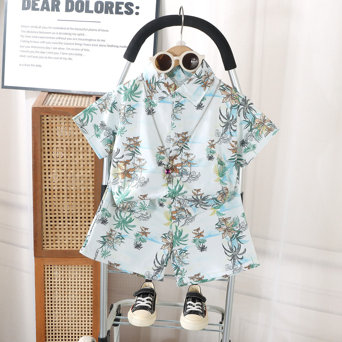 boys summer hong kong style printed short sleeve shirt and shorts two piece set boys summer hong kong style printed short sleeve shirt and shorts two piece set