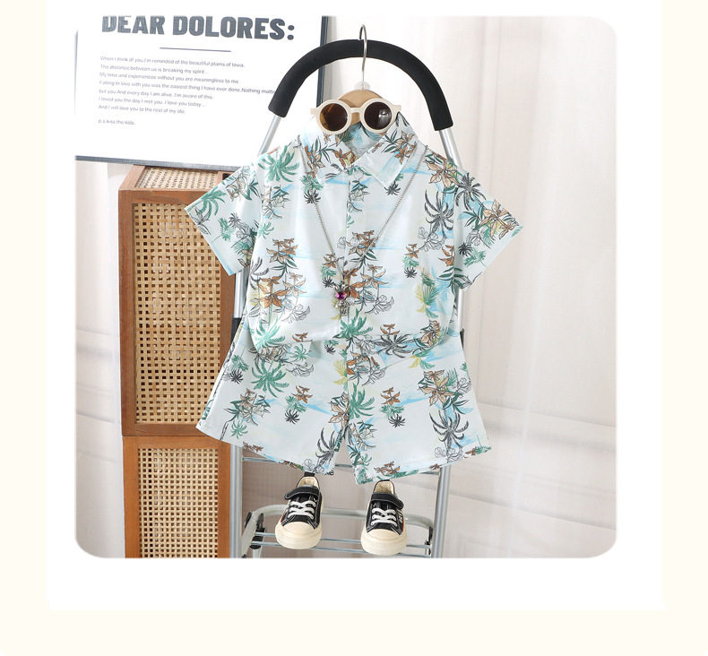 Boys Summer Hong Kong Style Printed Short Sleeve Shirt and Shorts Two-Piece Set O1CN01u7WVgr1UBtMHfSwgk !!2675812480