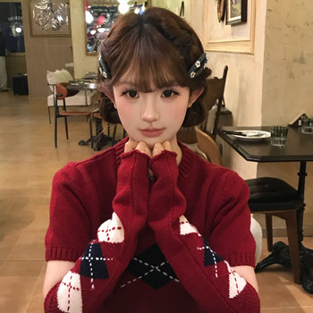 Korean-Style Atmospheric Mirror Flower Gray Woolen Hair Clip for Women, Oval Side Bangs Clip Hairpin Hair Accessory