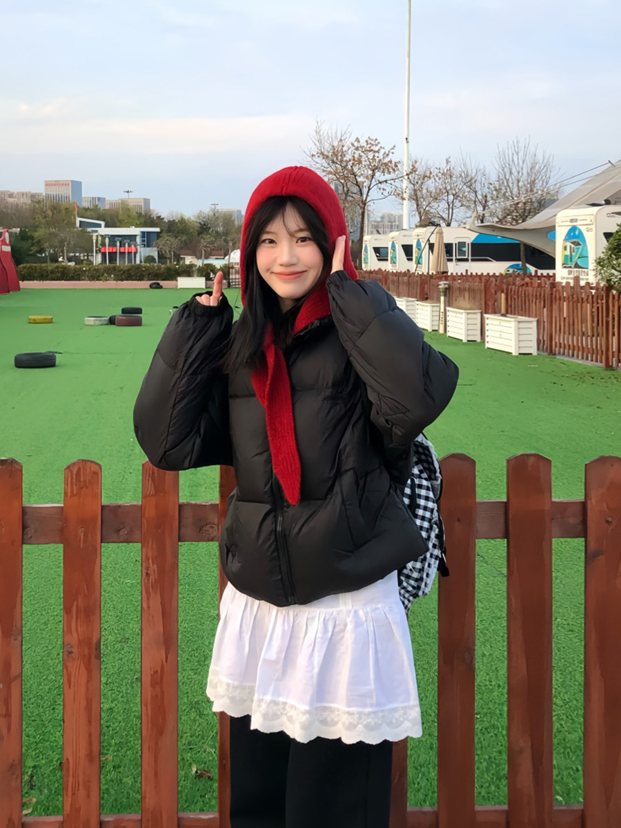 Red Balaclava Hat for Women, Autumn and Winter Warm Woolen Hat, Scarf Integrated Hooded Neck Warmer, Knitted Hat for Winter