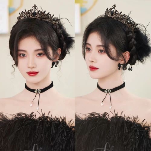 Черная корона для невесты, тиара для принцессы, аксессуар для волос, изысканный стиль