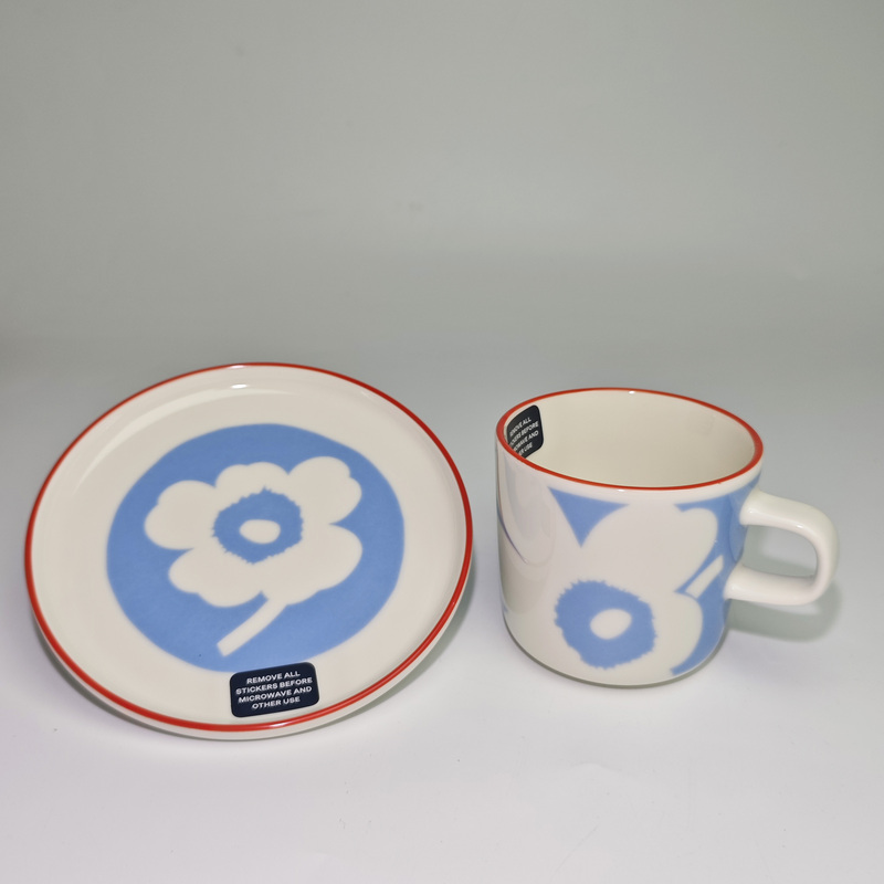 Marimekko Blue and White Floral Cup and Saucer/Limited Edition Year of the Horse Mug/Blue Floral Small Mug/Burgundy Polka Dot in Stock
