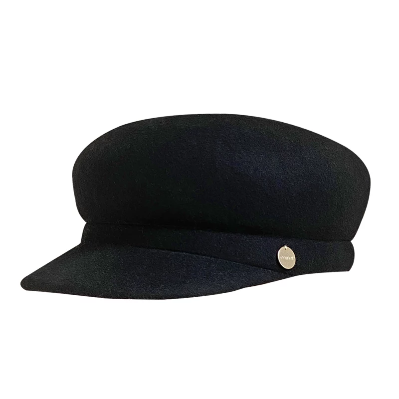 Шерстяной черный демисезонный navy берет, ретро шляпа, стиль Chanel