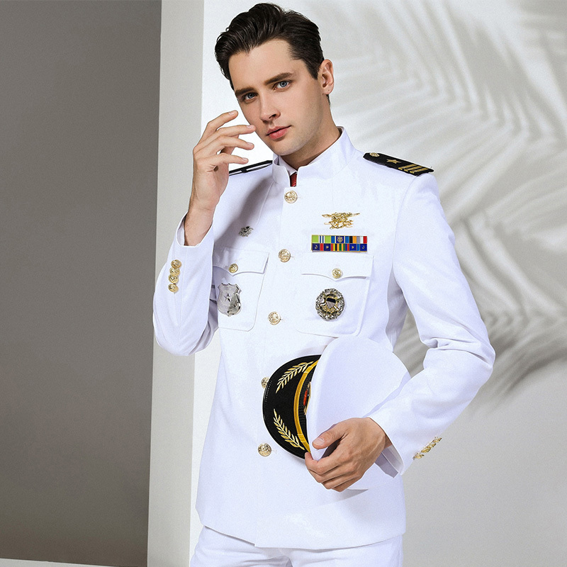 Sailor Performance Costume White Suit American Captain Uniform Suit Security Guard White Dress Uniform Professional Suit for Men Sailor Performance Costume White Suit American Captain Uniform Suit Security Guard White Dress Uniform Professional Suit for Men