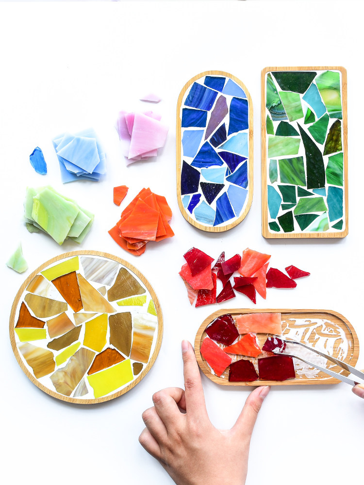 DIY mosaic mosaic painting Mica fragments Translucent stained glass Transparent glass stickers Creative art handmade