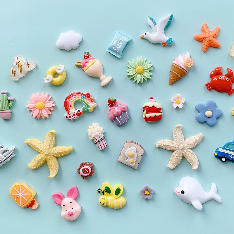 diy handmade mosaic hair clip material cream glued mobile phone protective shell small decorative resin accessory to make adhesive suit