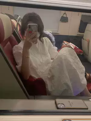 White dress Women summer 2021 New embossed pattern bubble sleeve French first love skirt high waisted doll skirt