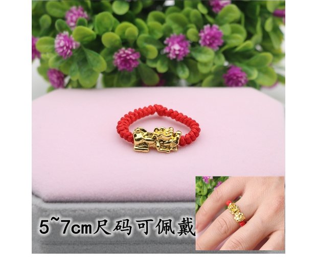 Nhẫn dây đỏ đơn giản dệt thủ công hạt giả vàng chuyển hạt kéo dài không phai nam và nữ sinh nhẫn hoang dã nhẫn cưới doji