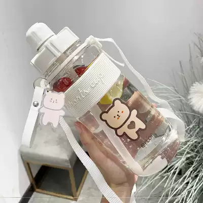 One liter of water Cup girl cute Net red ins high temperature water bottle space cup suction tube Cup sports large capacity anti-fall