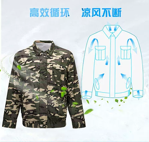 Nam mùa hè công trường xây dựng công nhân xưởng làm việc ngụy trang sạc điện lạnh làm mát điều hòa không khí quần áo có quạt Quần áo đi làm đồng phục lao động áo gile bảo hộ đẹp