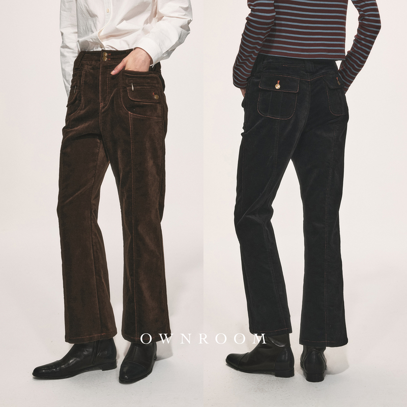 [in Stock] Trendy Heavy-Duty Workwear-Style Mid-Waist Nine-Point Velvet Pants 2 Colors